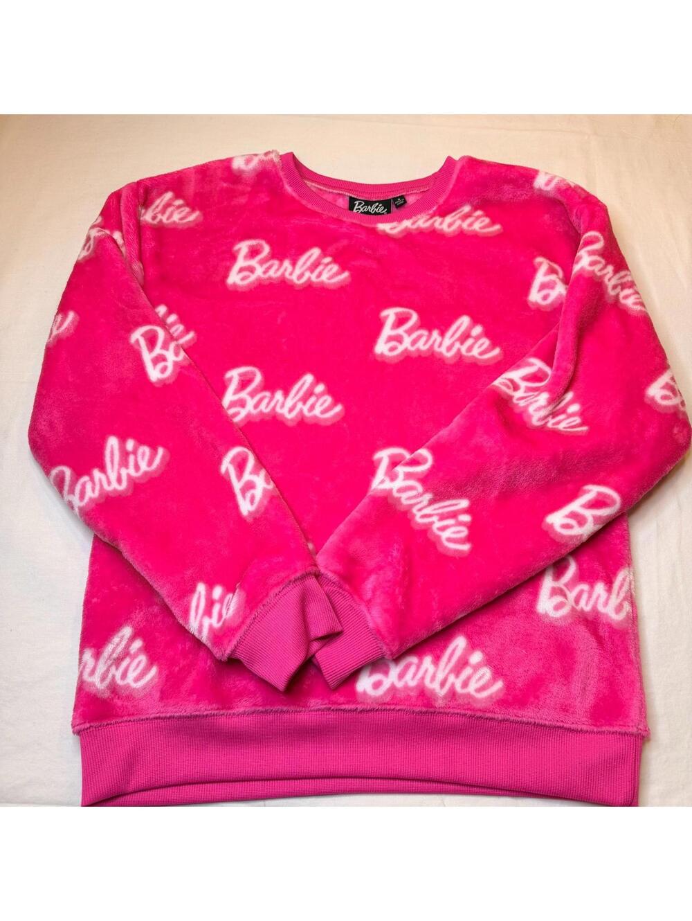Barbie Pink Logo Plush Fleece Sweatshirt Women’s Medium